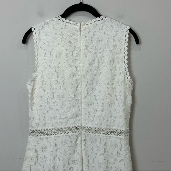 Miss Selfridge White Lace Dress Sleeveless Ruffle Hankerchief Hem - Picture 5 of 9